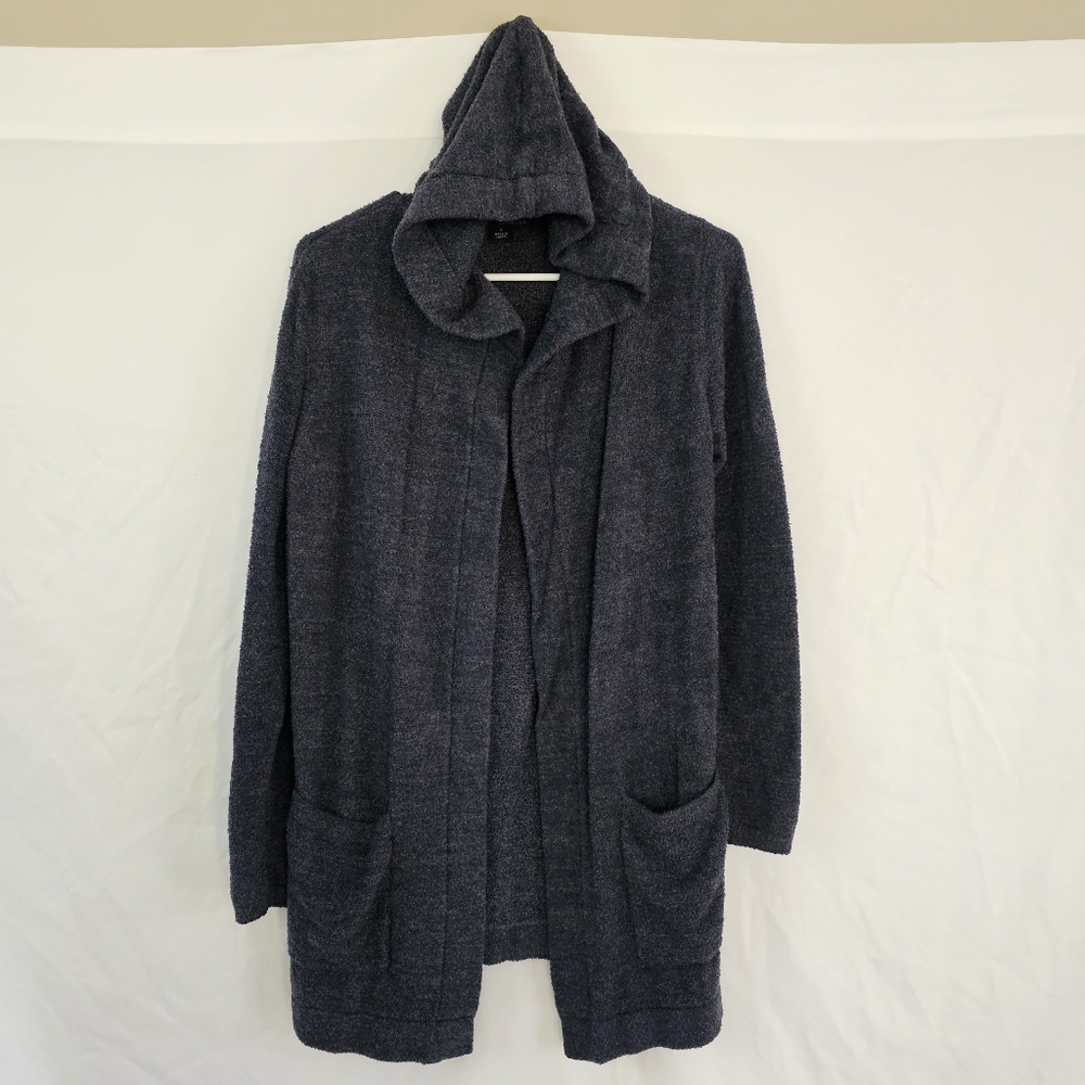 Barefoot Dreams Cozychic Lite Hooded Cardigan Pockets Dark Gray Style 905 Small